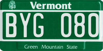 VT license plate BYG080