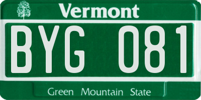 VT license plate BYG081