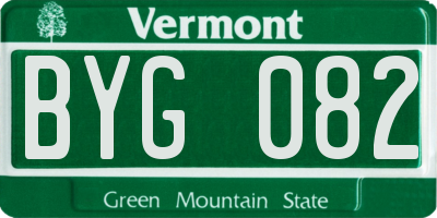 VT license plate BYG082