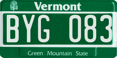 VT license plate BYG083