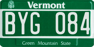 VT license plate BYG084
