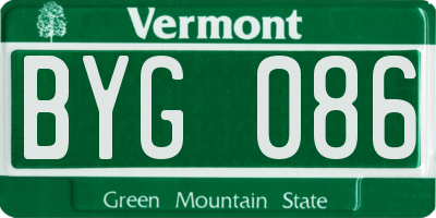 VT license plate BYG086