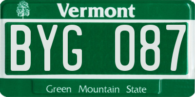 VT license plate BYG087