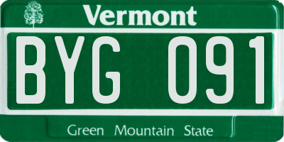 VT license plate BYG091