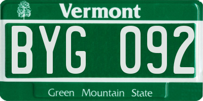 VT license plate BYG092