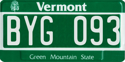 VT license plate BYG093