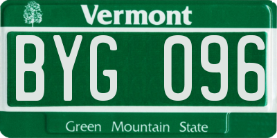 VT license plate BYG096