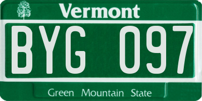 VT license plate BYG097