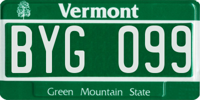 VT license plate BYG099