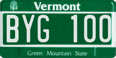 VT license plate BYG100