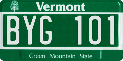 VT license plate BYG101