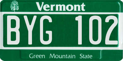 VT license plate BYG102