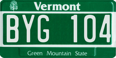 VT license plate BYG104