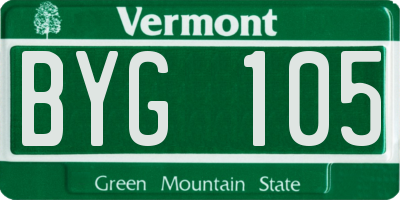VT license plate BYG105