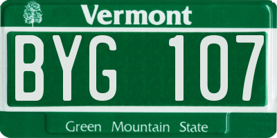 VT license plate BYG107