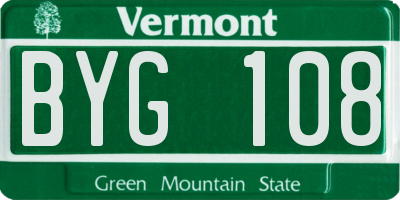 VT license plate BYG108