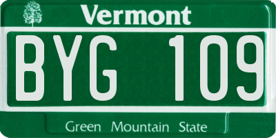 VT license plate BYG109