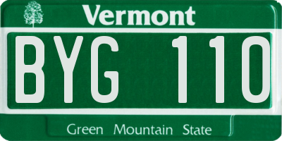 VT license plate BYG110