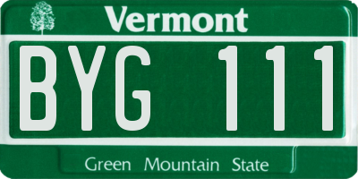 VT license plate BYG111
