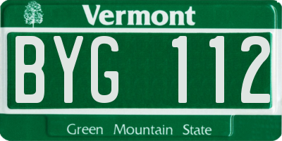 VT license plate BYG112