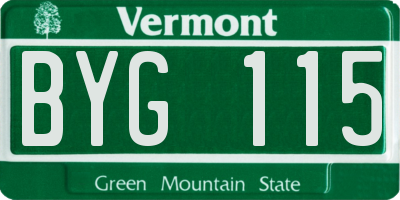 VT license plate BYG115