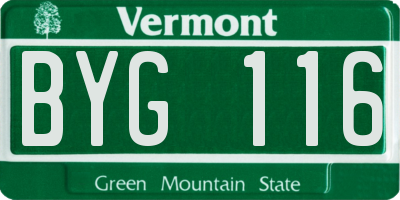 VT license plate BYG116