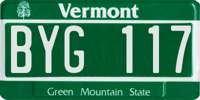 VT license plate BYG117