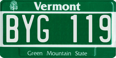 VT license plate BYG119
