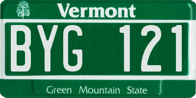 VT license plate BYG121