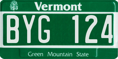 VT license plate BYG124