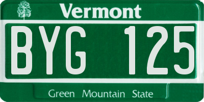 VT license plate BYG125
