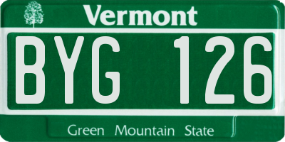 VT license plate BYG126