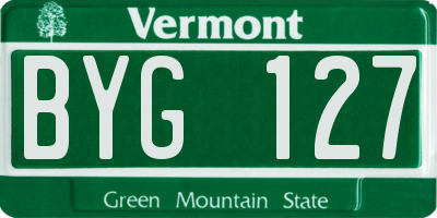 VT license plate BYG127