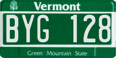 VT license plate BYG128