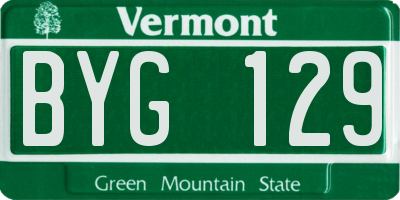 VT license plate BYG129