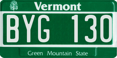 VT license plate BYG130