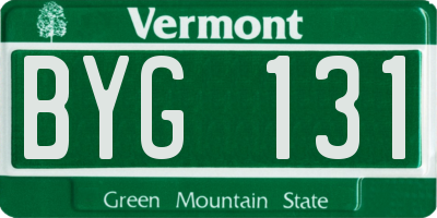 VT license plate BYG131