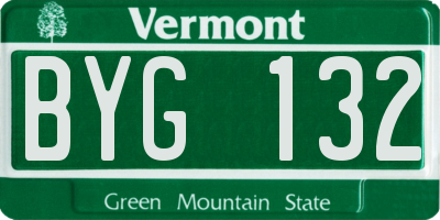 VT license plate BYG132