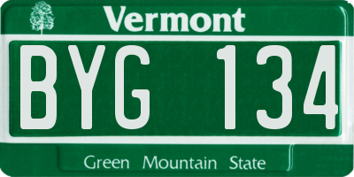 VT license plate BYG134