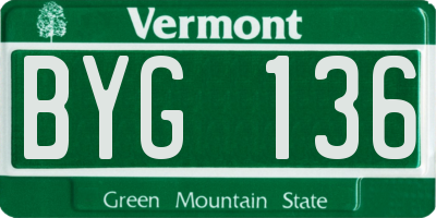VT license plate BYG136