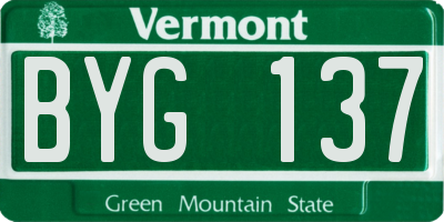 VT license plate BYG137