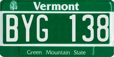 VT license plate BYG138