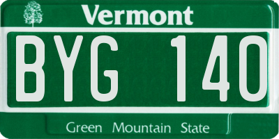 VT license plate BYG140