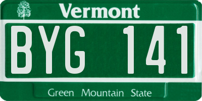 VT license plate BYG141