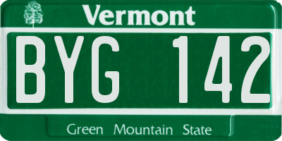 VT license plate BYG142