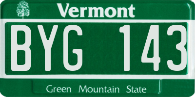 VT license plate BYG143