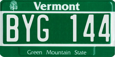 VT license plate BYG144