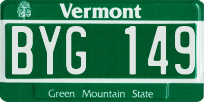 VT license plate BYG149