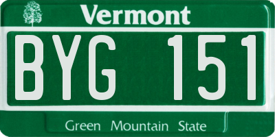 VT license plate BYG151