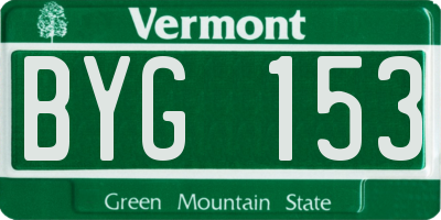 VT license plate BYG153
